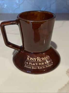 Tony Roma's Brown Ceramic Mug - 'A Place for Ribs' 4”
